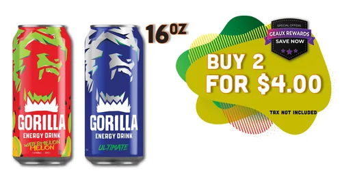 Gorilla Energy 16oz — buy 2 for $4.00